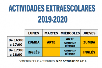 COMIENZO DE LAS ACTIVIDADES EXTRAESCOLARES 2019-2020