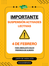 SUSPENSIÓN DE LA ACTIVIDAD LECTIVA EL MIÉRCOLES 4 DE FEBRERO DE 2026.